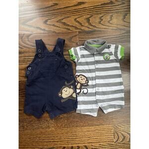 Carters Baby boy Sz. 3 months set of 2 jumpsuit romper navy grey NWOT